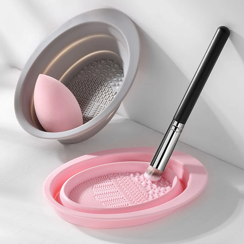 Beauty Makeup Background - Foldable Silicone Makeup Brush Cleaner Bowl