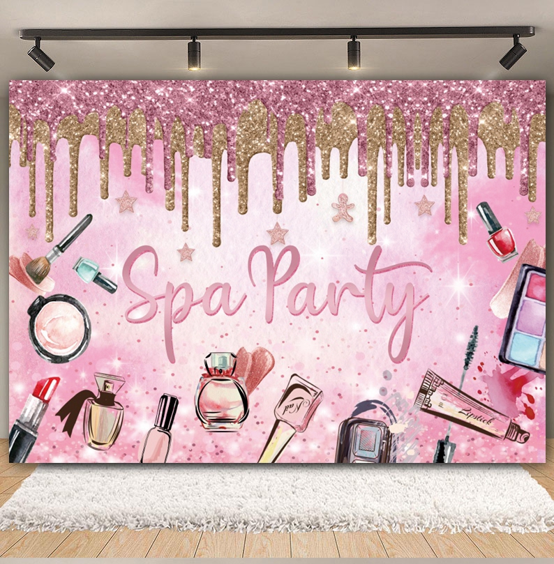 Spa Party Themed Backdrop Phot – Beauty Makeup Girl Photo Bewertung und Preis