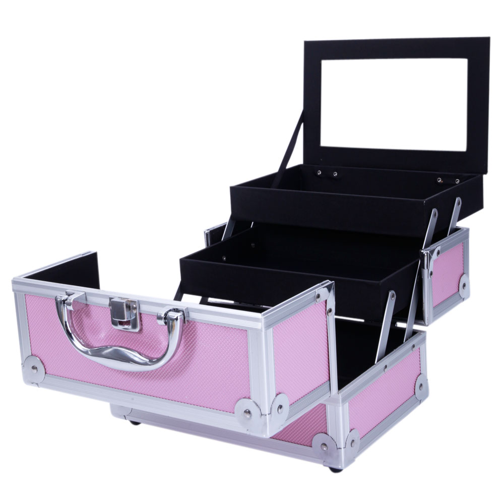 Pink Aluminum Alloy Makeup Cas – Beauty Makeup Box Set Bewertung und Preis