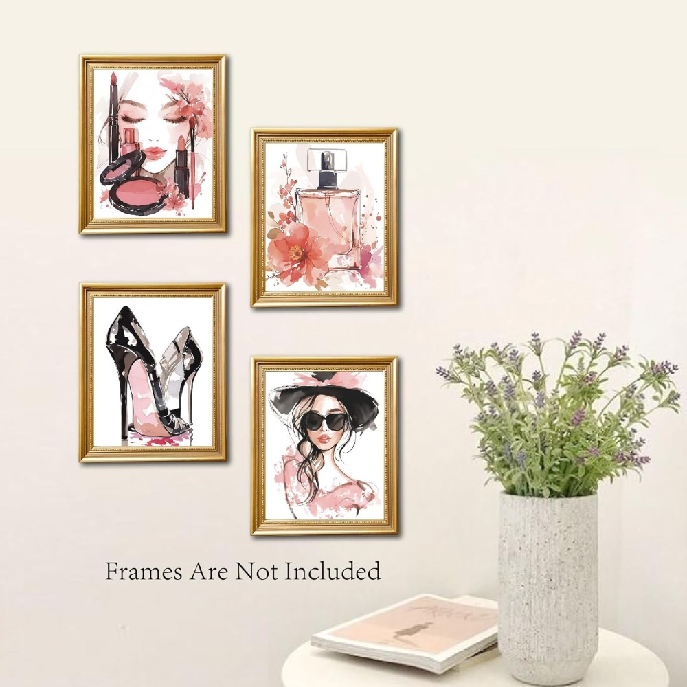 4Pcs Pink Makeup Wall Art Prin – Woman Beauty Makeup Bewertung und Preis