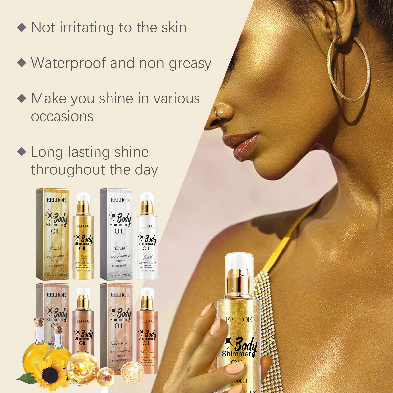 EELHOE 3D Body Oil with Shimme – Body Shimmer Lotion Bewertung und Preis