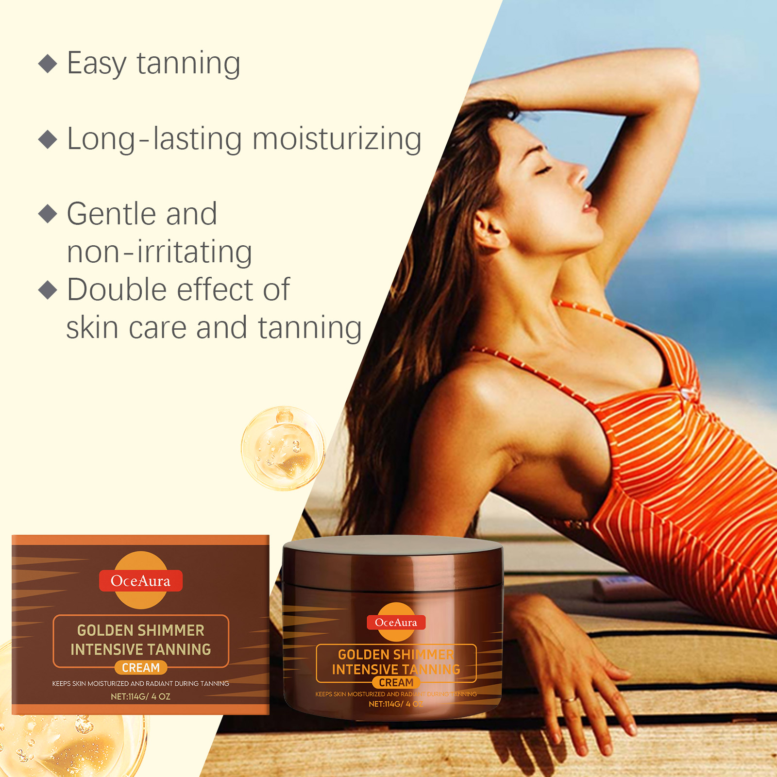 Oceaura Tanning Cream Anti-Ult – Body Shimmer Lotion Bewertung und Preis
