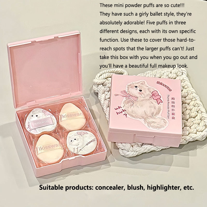 5Pcs Cute Mini Finger Puff Set – Beauty Makeup Box Set Bewertung und Preis